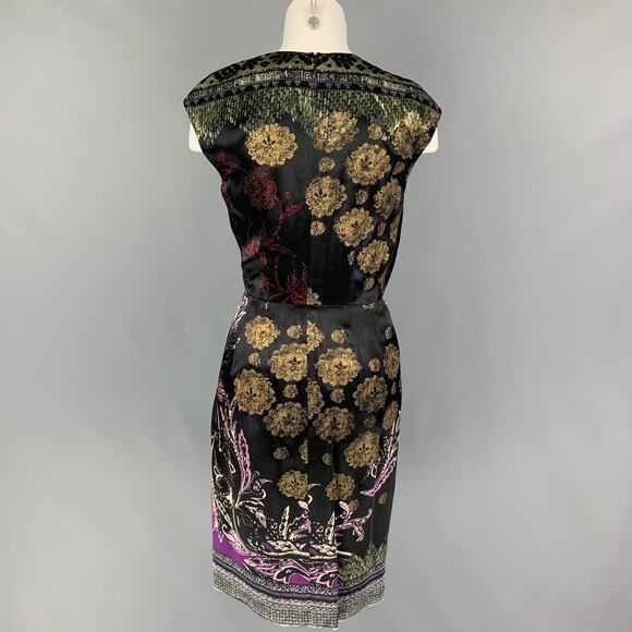 ETRO Size 6 Black Multi-Color Viscose Abstract floral Sleeveless Dress - Picture 3 of 5